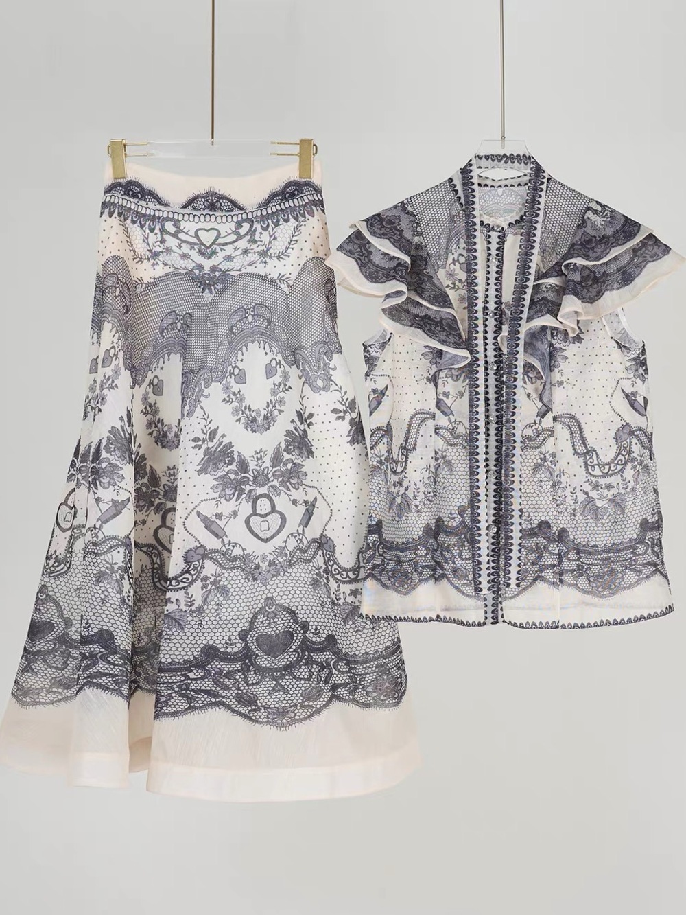 Designer-Style Black Ruffled Two-Piece Dress Set - Picture 4 of 10